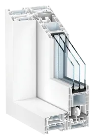Sistema de Kömmerling para ventanas de PVC correderas Premislide76 en blanco