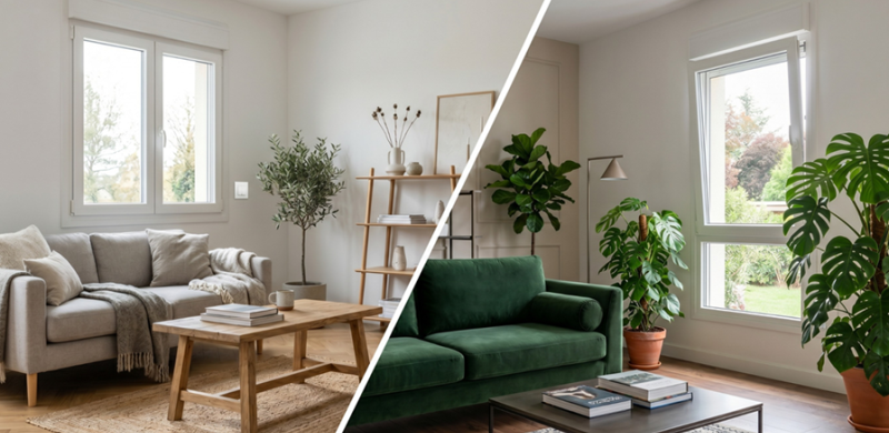 Comparativa entre salón con ventana abatible y salón con ventana oscilobatiente