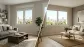 Comparativa entre un salón con ventana abatible a la izquierda y un salón con ventana corredera a la derecha